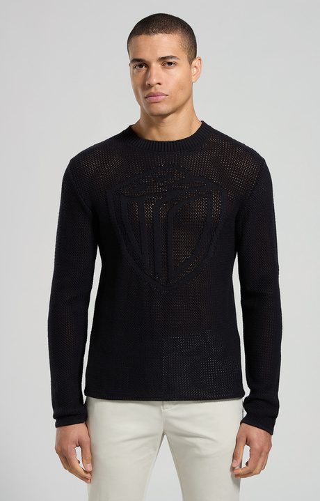Men's perforated pullover, BLACK, hi-res-1