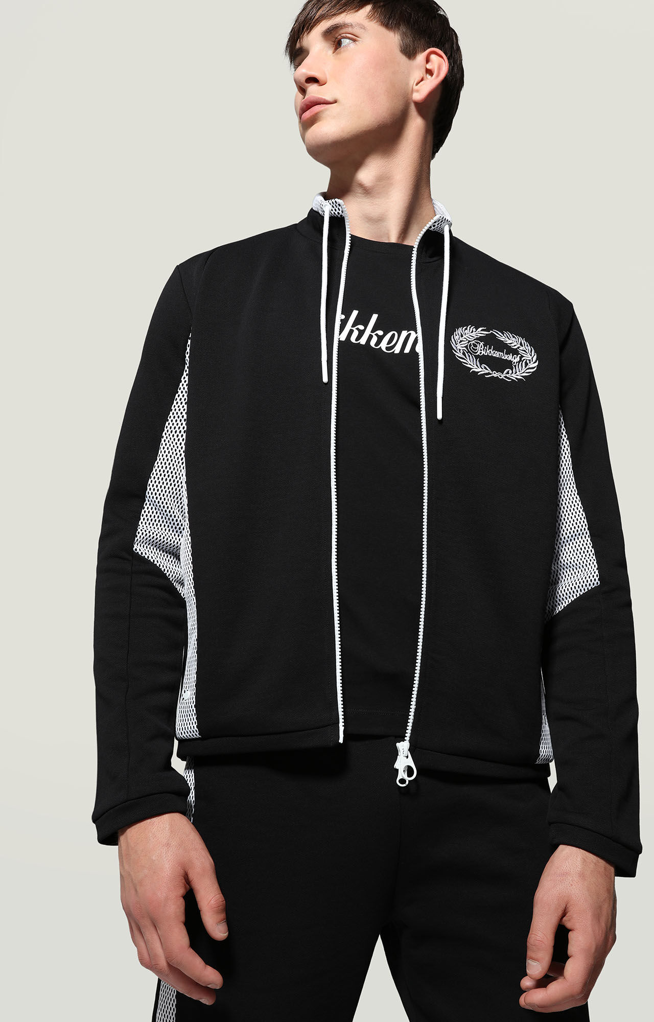 dirk bikkembergs Men's zip sweatshirt cursive logo