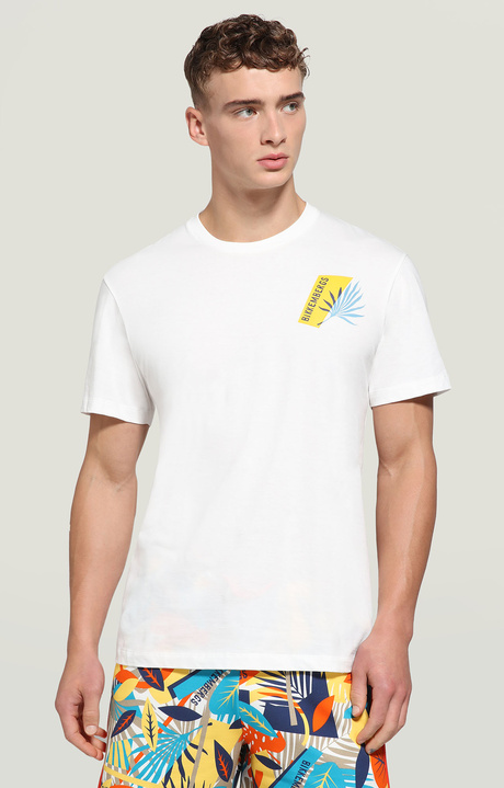 Men's T-shirt with print on back, WHITE, hi-res-1
