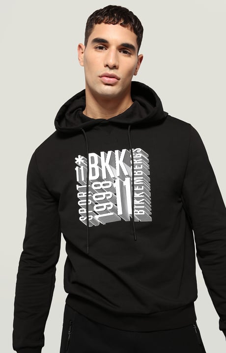 Hoodie men's sweatshirt with print, BLACK Hoodie men's sweatshirt with print, BLACK, hi-res-1