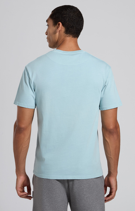 Men's light blue cotton T-shirt with burnout print, STERLING BLUE, hi-res-1