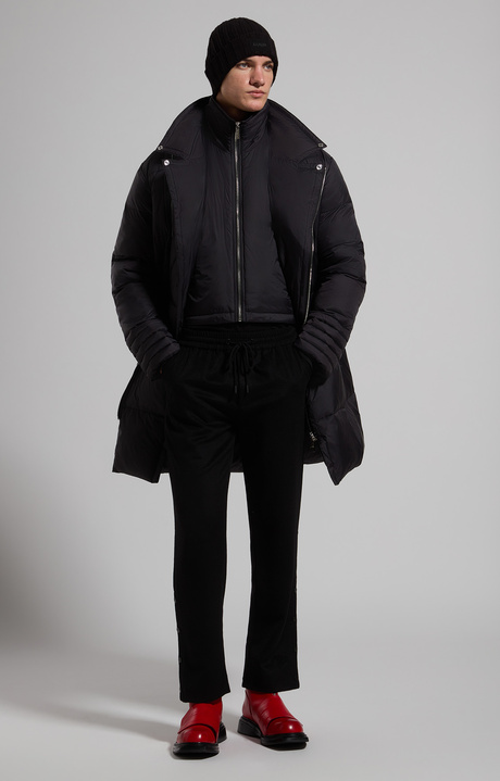 Men’s puffer jacket with lapels, BLACK, hi-res-1