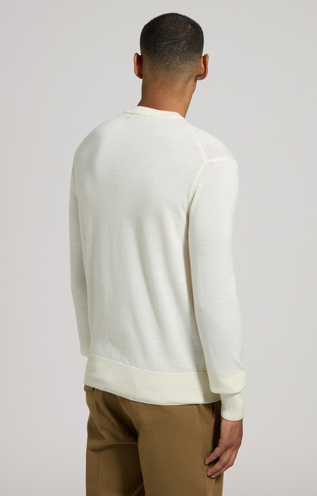 Men's slim fit wool pullover, NATURAL WHITE, hi-res-1