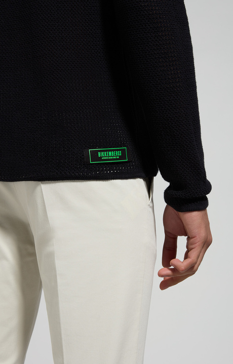Men's perforated pullover, BLACK, hi-res-1