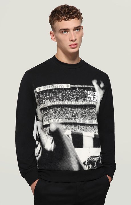 Men's sweatshirt front/back print, BLACK, hi-res-1