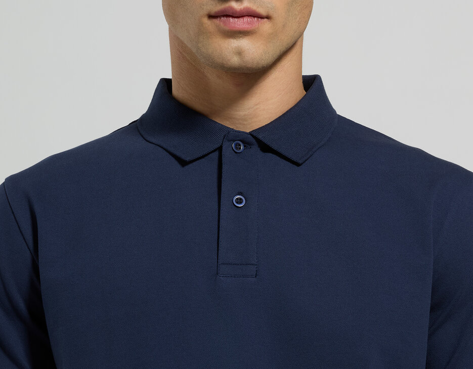 Men's polo with logo tape detail, BLACK IRIS, hi-res-1
