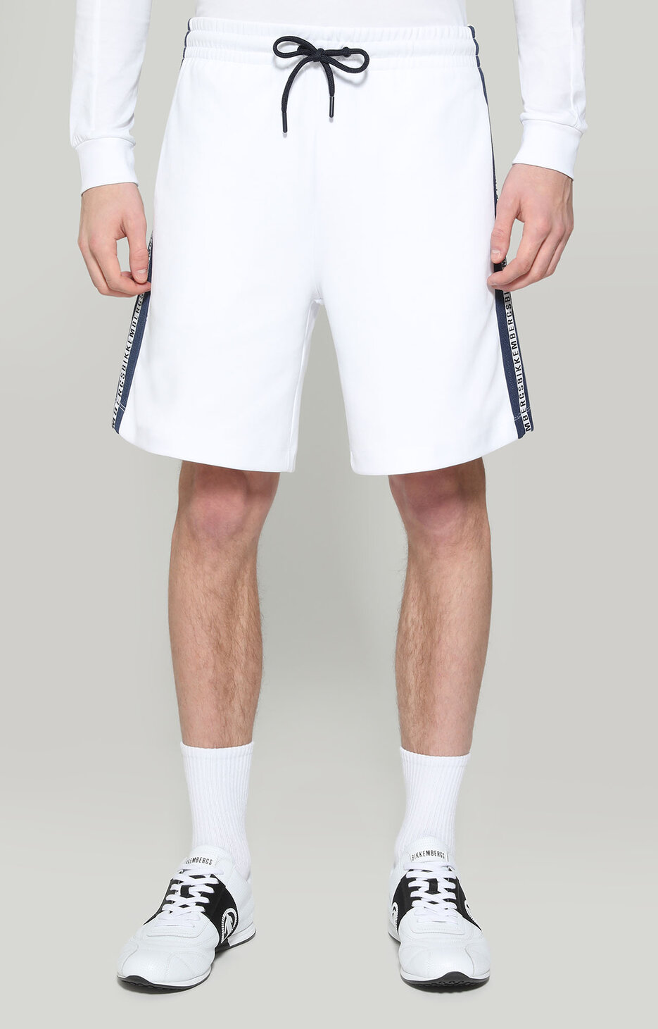 Men's shorts in interlock fleece, OPTICAL WHITE Men's shorts in interlock fleece, OPTICAL WHITE, hi-res-1