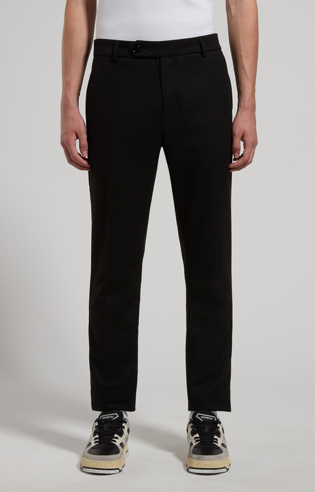 Men’s trousers in fresco wool, BLACK, hi-res-1