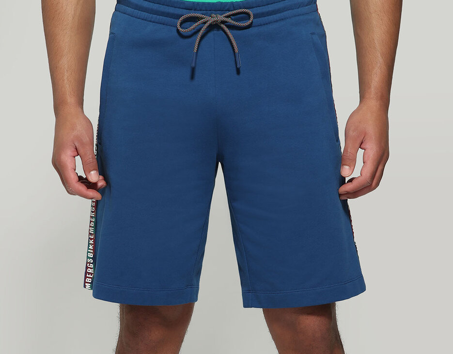 Men's bermuda shorts with hexagonal print, BLUE Men's bermuda shorts with hexagonal print, BLUE, hi-res-1