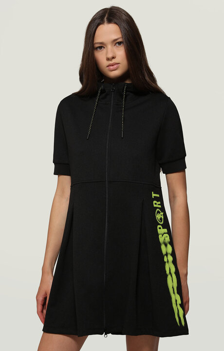 bikkembergs Black Fleece dress with zip and hood