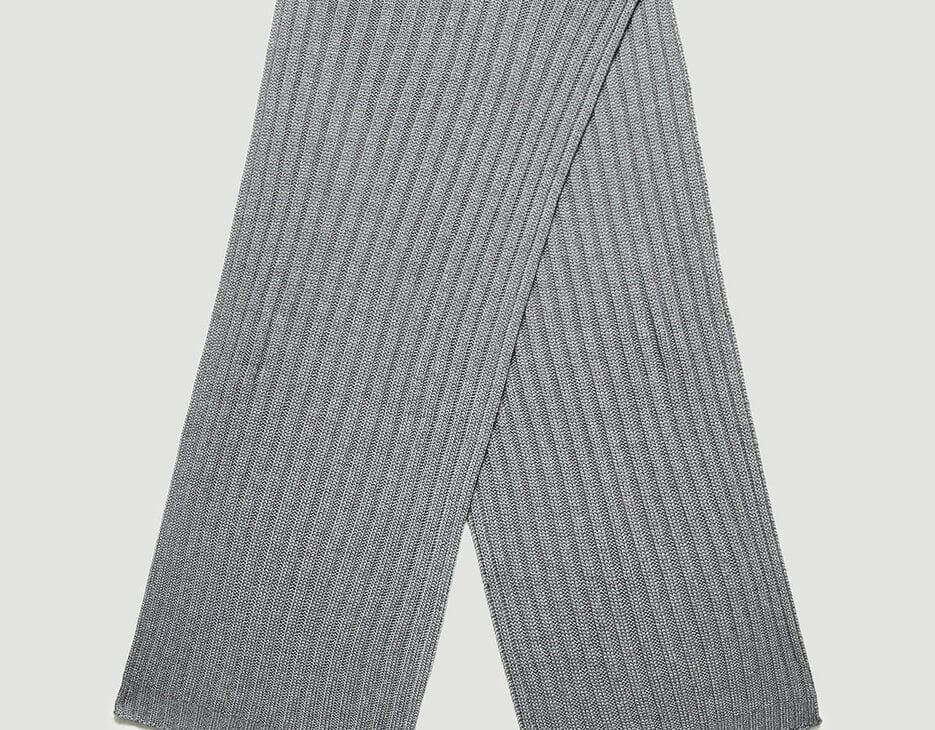 Ribbed scarf with tape 40x180 cm, GREY Ribbed scarf with tape 40x180 cm, GREY, hi-res-1