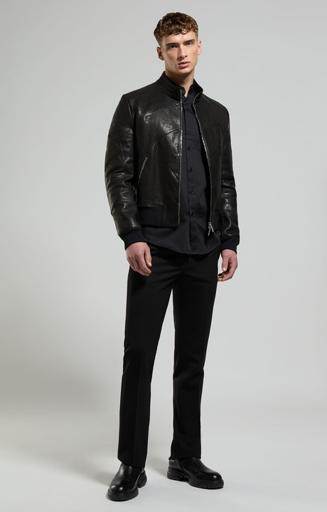 Nappa leather men's bomber , BLACK, hi-res-1