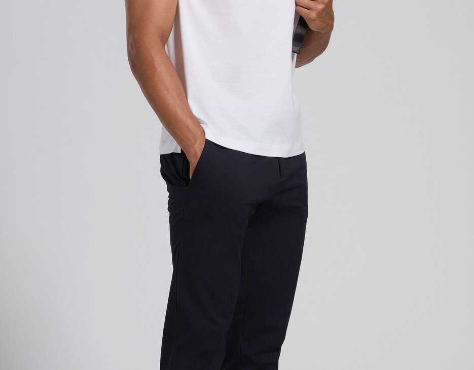 Men's blue cotton pants with embroidered logo, BLACK IRIS, hi-res-1