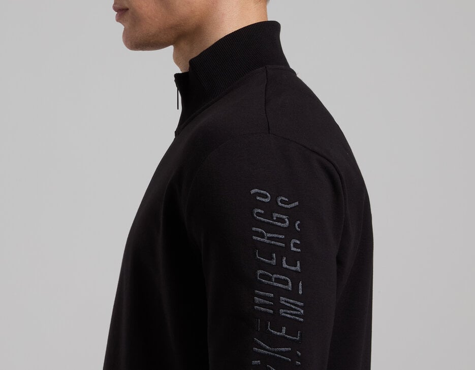 Embroidered men's sweatshirt, BLACK Embroidered men's sweatshirt, BLACK, hi-res-1