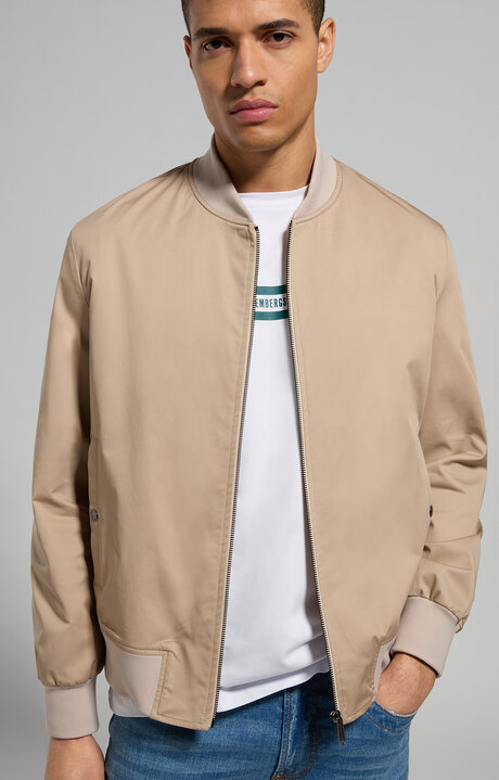 Leather and canvas men's bomber jacket Bikkembergs