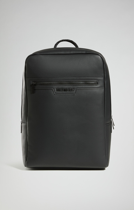 Men's saffiano-effect backpack, BLACK, hi-res-1
