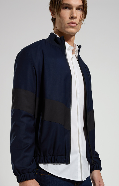 Men's bomber jacket in fresco wool, BLACK IRIS, hi-res-1