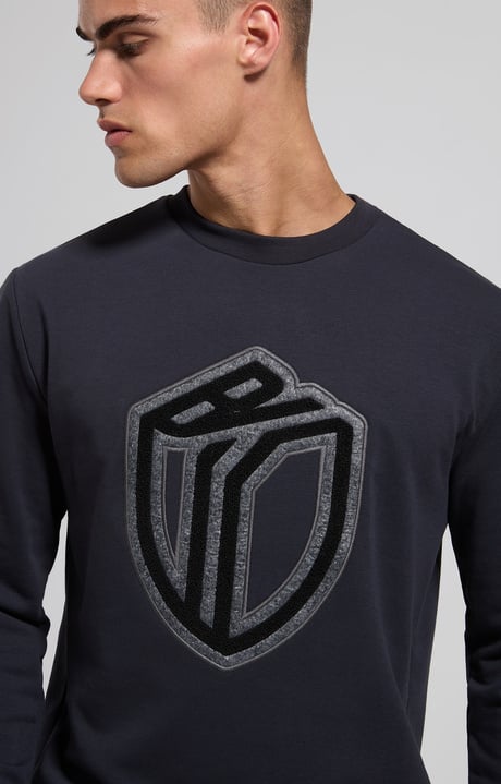 Men's round neck sweatshirt, ANTHRACITE Men's round neck sweatshirt, ANTHRACITE, hi-res-1