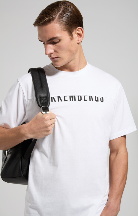 Men's T-shirt with interrupted logo, WHITE, hi-res-1