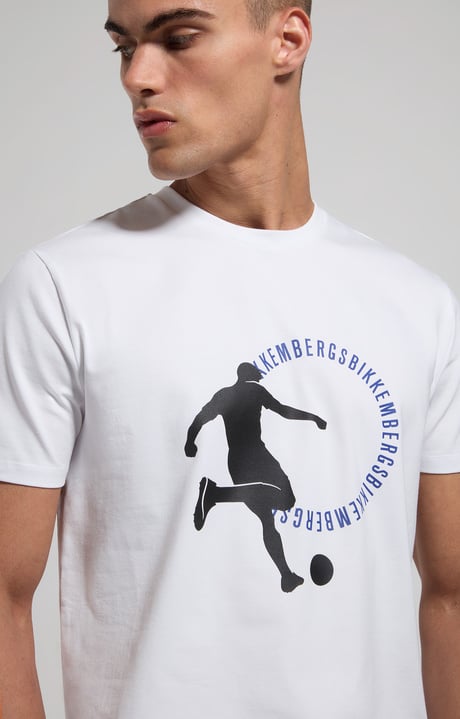 Men's soccer print T-shirt - slim fit, WHITE Men's soccer print T-shirt - slim fit, WHITE, hi-res-1
