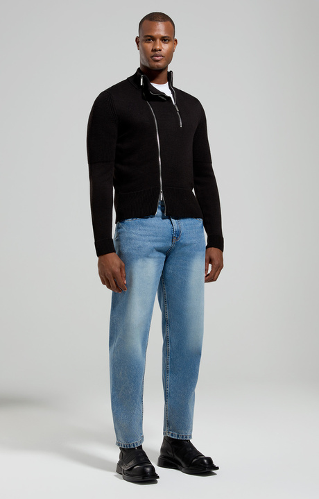 Men’s sweater with zipper details, BLACK, hi-res-1