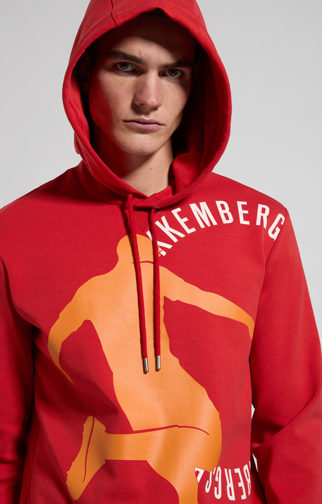 Men's hoodie sweatshirt, POMPEIAN RED, hi-res-1