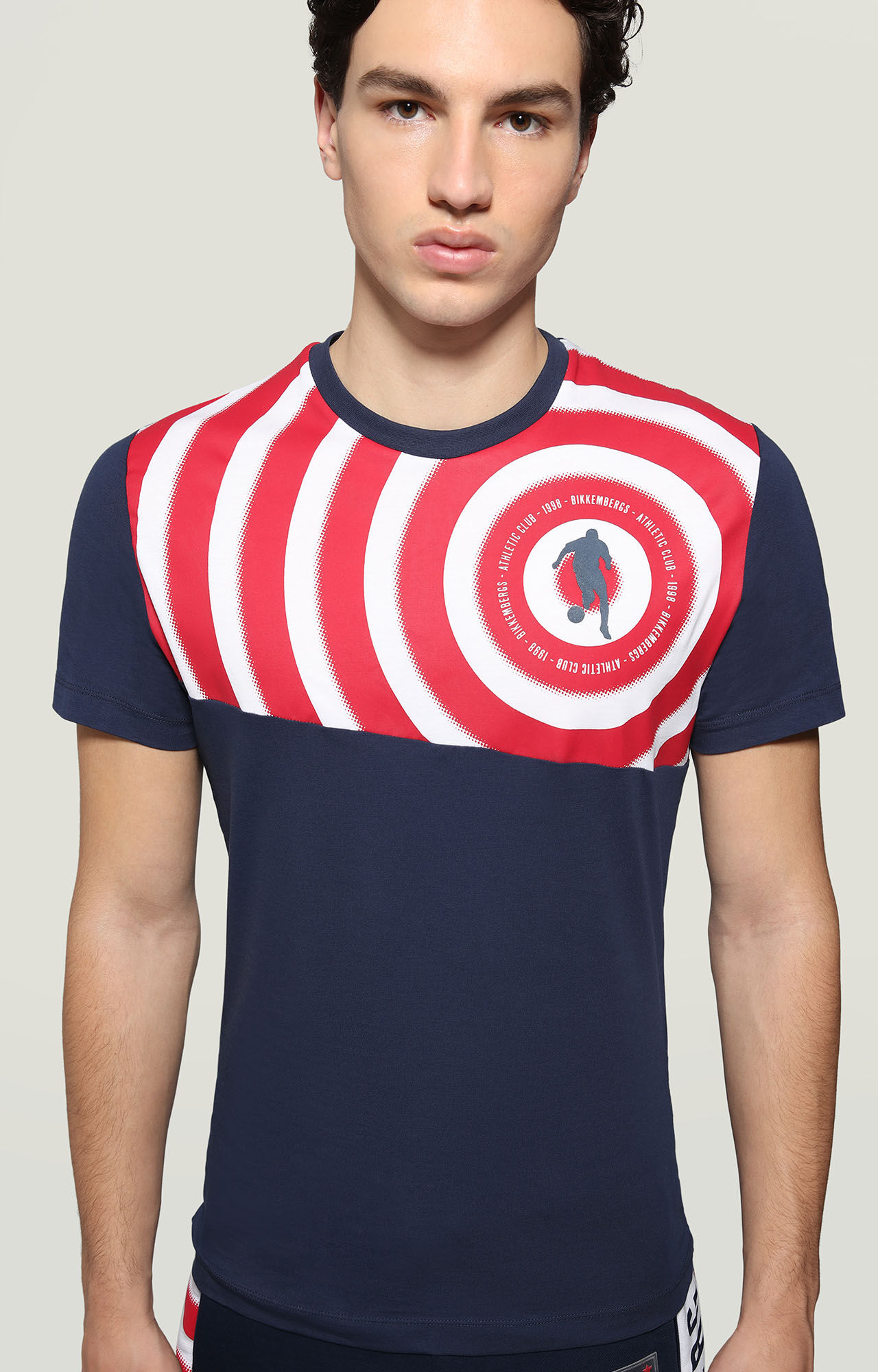 Men's Blue T-shirt with Athletic Club print | Bikkembergs