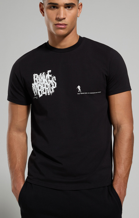 T-shirt uomo slim fit, BLACK, hi-res-1