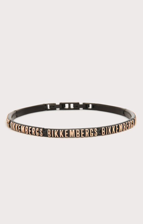bikkembergs Men's Black black IP treated steel bracelet logo