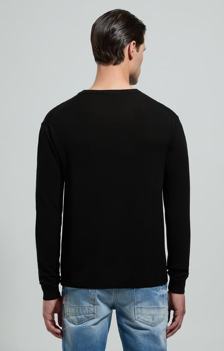 Men's jacquard knit pullover, BLACK Men's jacquard knit pullover, BLACK, hi-res-1