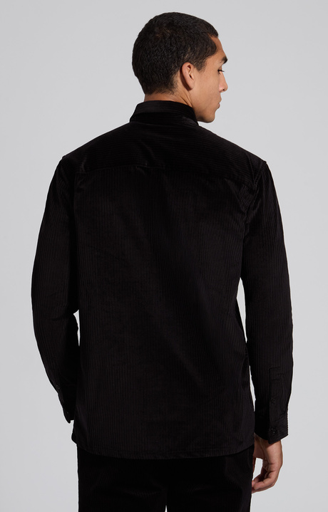 Camicia uomo boxy in velluto a coste nero, BLACK, hi-res-1