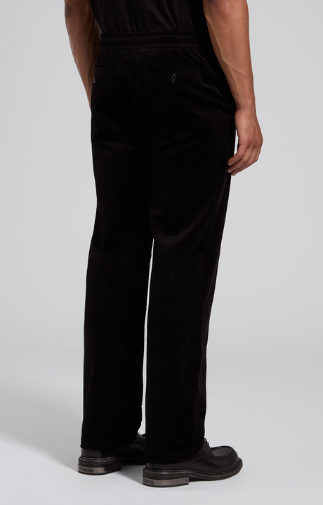 Men's black corduroy pants with elasticated waistband, BLACK, hi-res-1