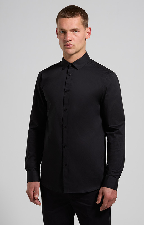 Men's shirt with logo tape, BLACK, hi-res-1