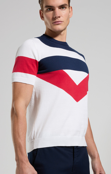 Colour block men's knit top, WHITE/POMPEIAN RED/NAVY, hi-res-1