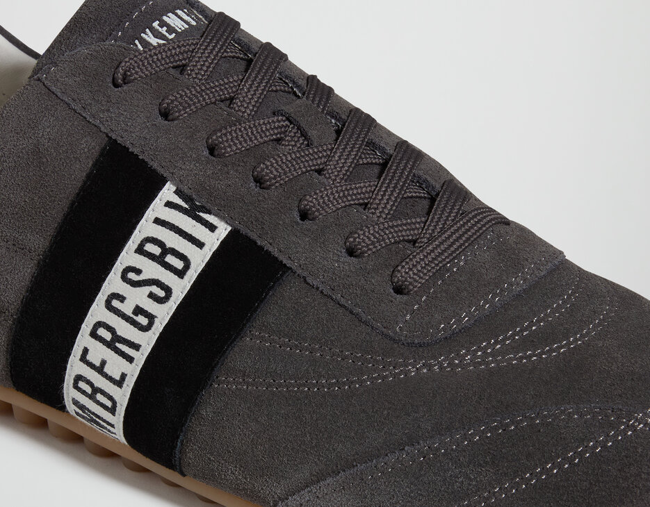 Men's Soccer suede leather sneakers, DARK GREY, hi-res-1