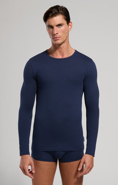 Men's long-sleeve undershirt, NAVY, hi-res-1
