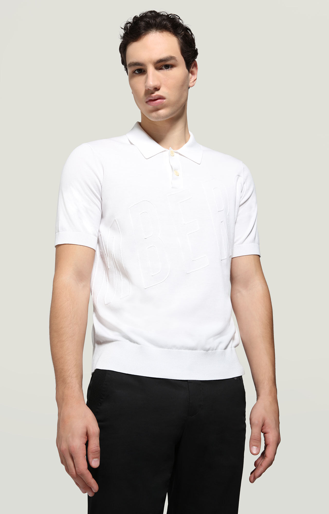 Men's knit polo shirt with embroidery 