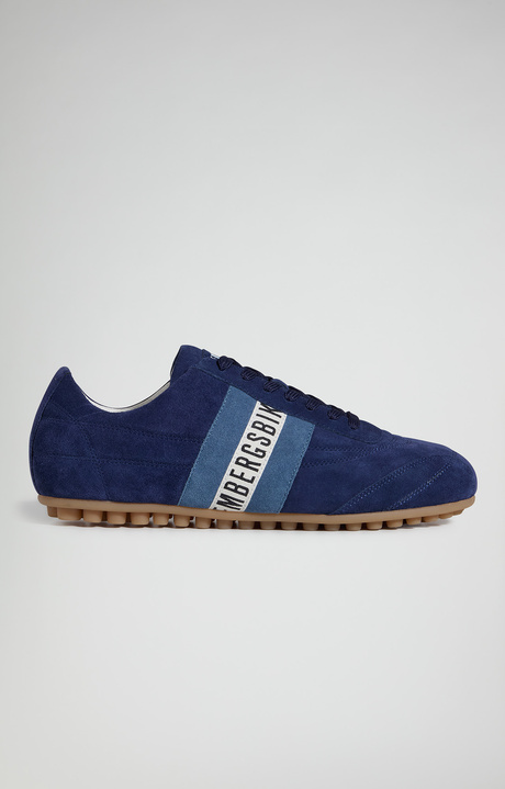 Men's Soccer suede leather sneakers, NAVY, hi-res-1