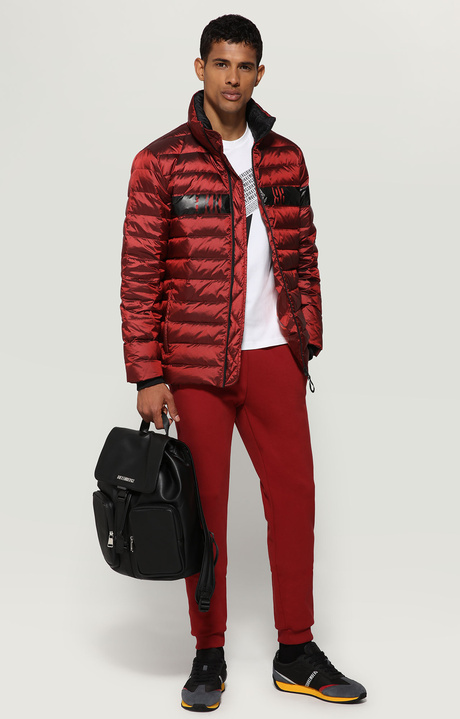 Men's puffer jacket quilted with logo, RED, hi-res-1