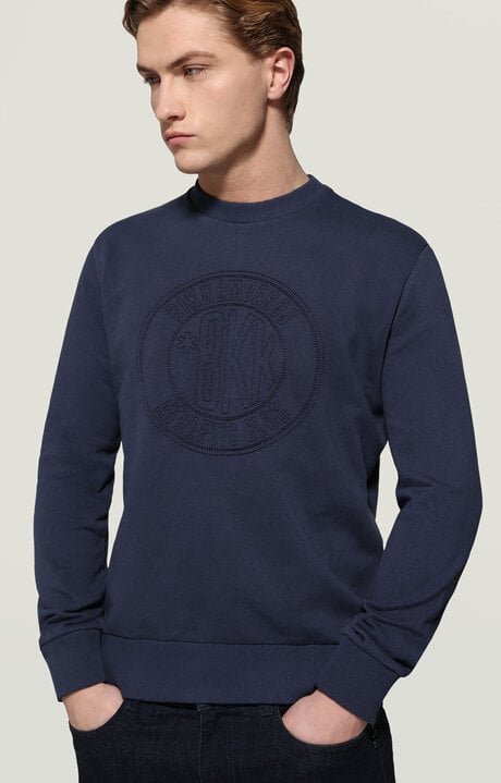 bikkembergs Men's Blue crewneck sweatshirt Urban