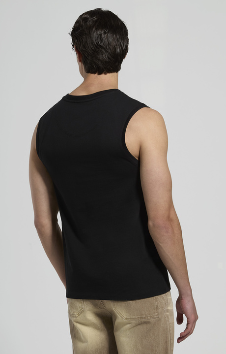 Men's stretch cotton tank top, BLACK, hi-res-1