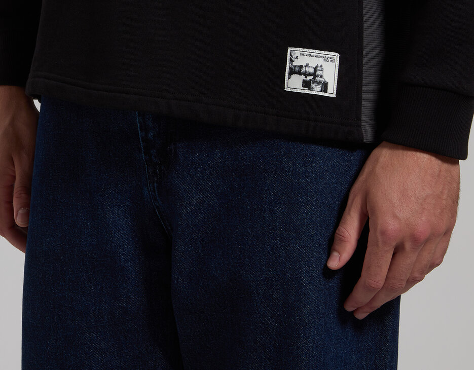 Men's twill sweatshirt, BLACK Men's twill sweatshirt, BLACK, hi-res-1