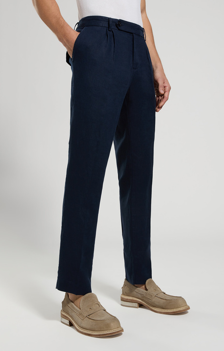 Pantaloni uomo in lino, BLACK IRIS, hi-res-1