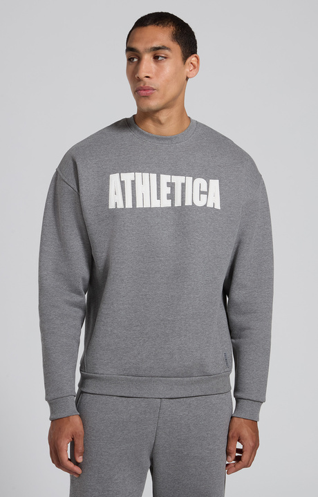 Men's grey loose-fit cotton sweatshirt, GREY MELANGE MID/LIGH, hi-res-1