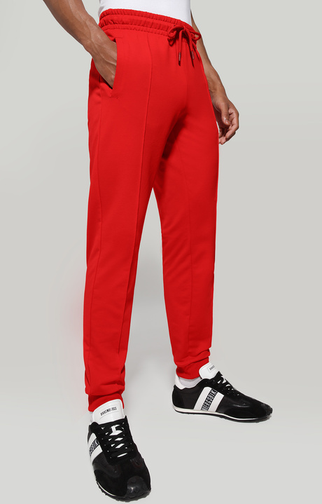 Men's fleece joggers with tape, RED, hi-res-1