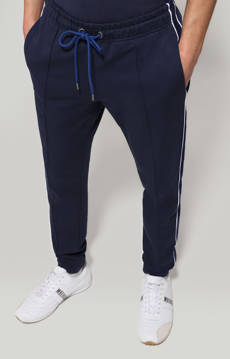 Men's sweatpants in diagonal fleece, BLUE, hi-res-1