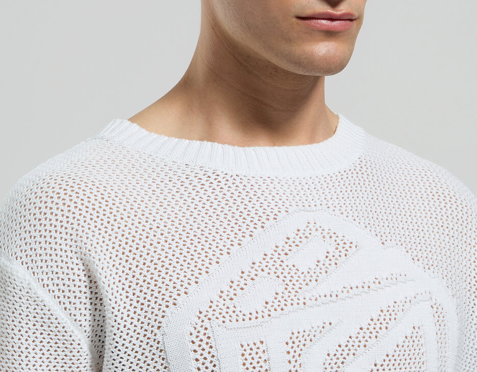 Men's perforated pullover, WHITE Men's perforated pullover, WHITE, hi-res-1
