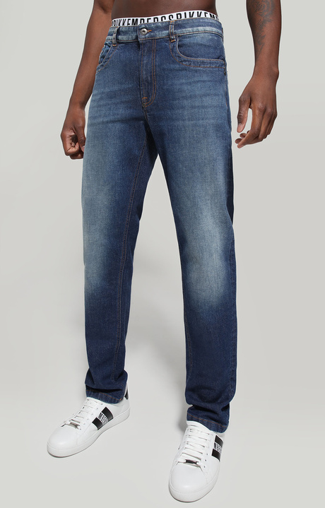 Men's jeans - regular fit with decorated pockets, BLUE DENIM, hi-res-1