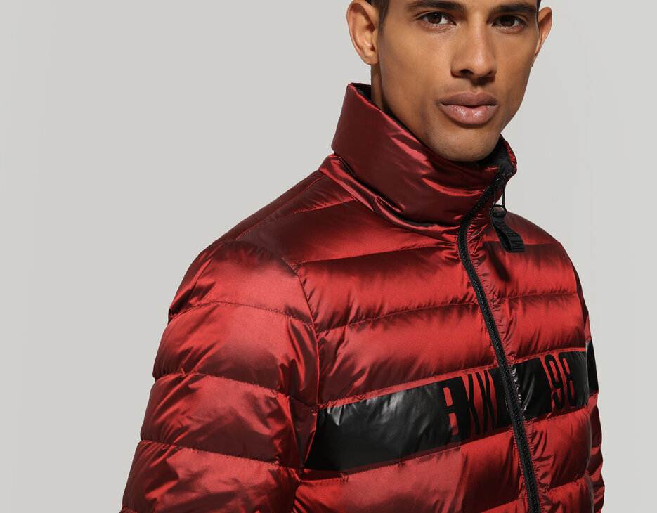 Men's puffer jacket quilted with logo, RED Men's puffer jacket quilted with logo, RED, hi-res-1