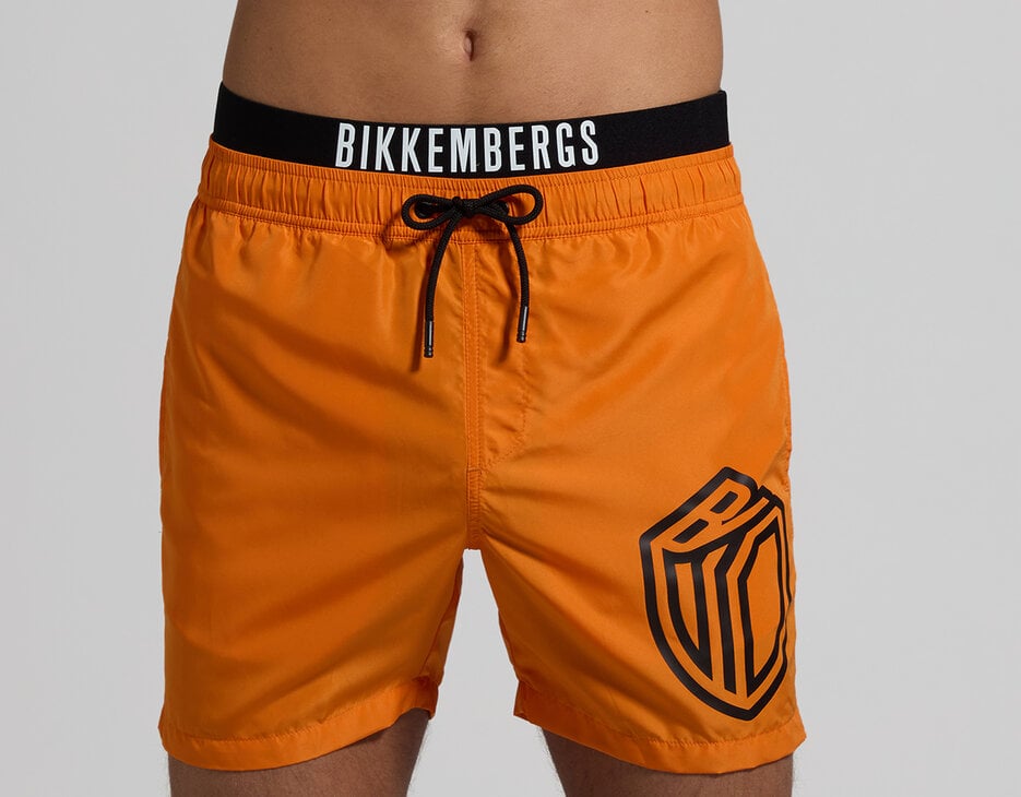 Men's layered swim trunks, ORANGE Men's layered swim trunks, ORANGE, hi-res-1